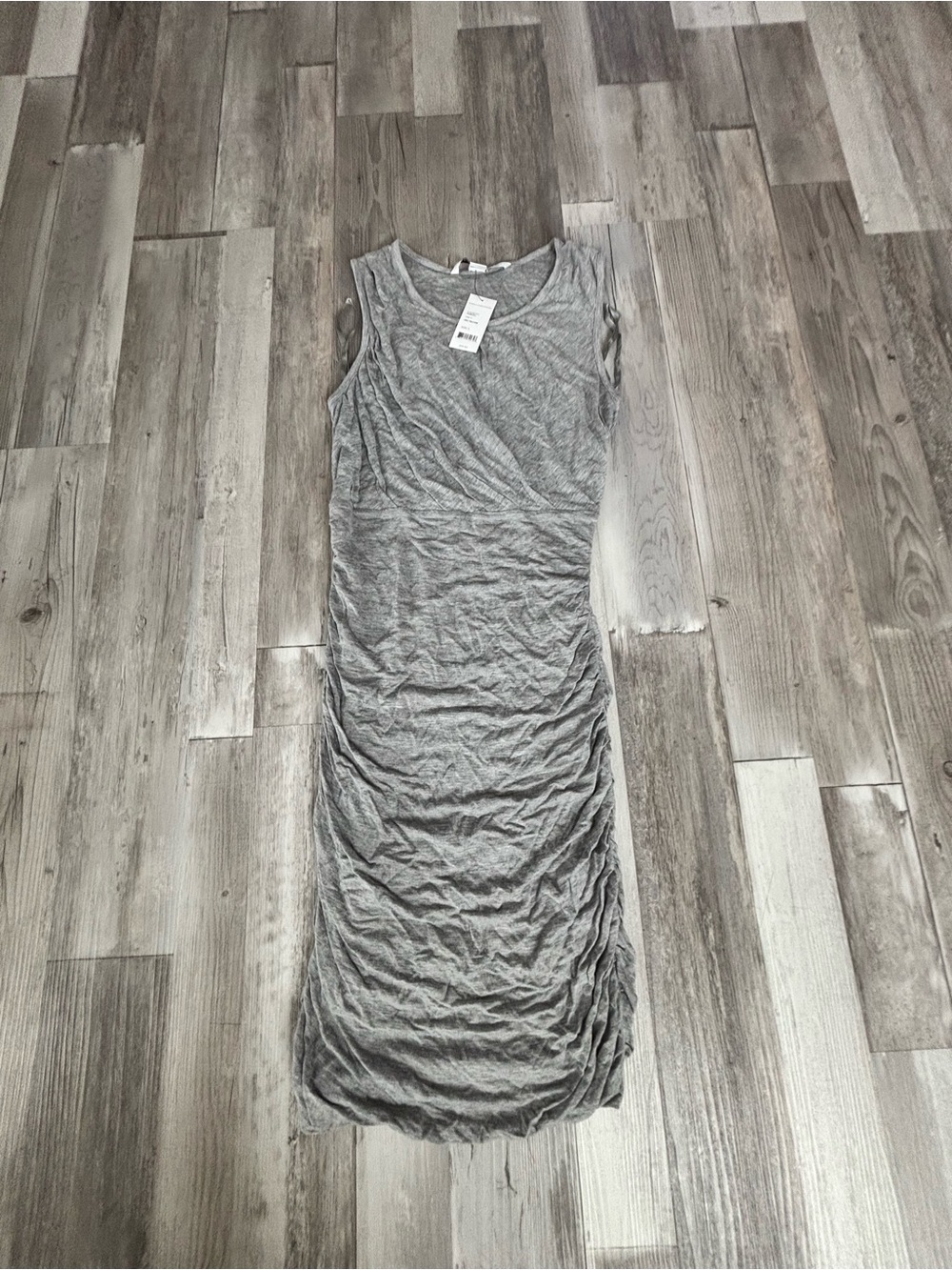 Diane Von Furstenberg Gray Sleeveless Ruched Maxi Dress